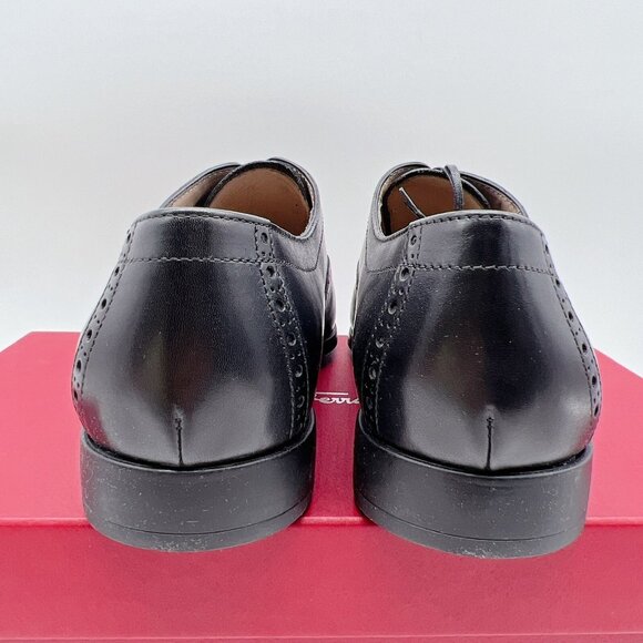 Salvatore Ferragamo Riley Men Dress Shoes Lace Up Oxfords Black Leather US 7.5 E - Picture 7 of 13